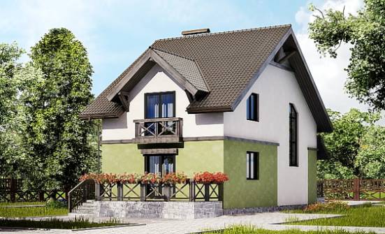 120-003-П Проект двухэтажного дома с мансардой, небольшой загородный дом из пеноблока Белогорск | Проекты домов от House Expert