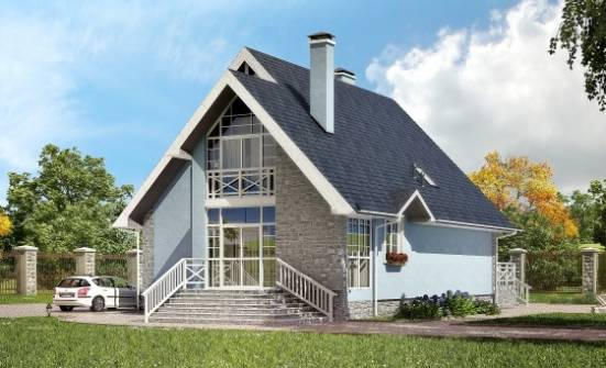 170-003-П Проект двухэтажного дома с мансардным этажом, простой коттедж из блока Шимановск | Проекты домов от House Expert