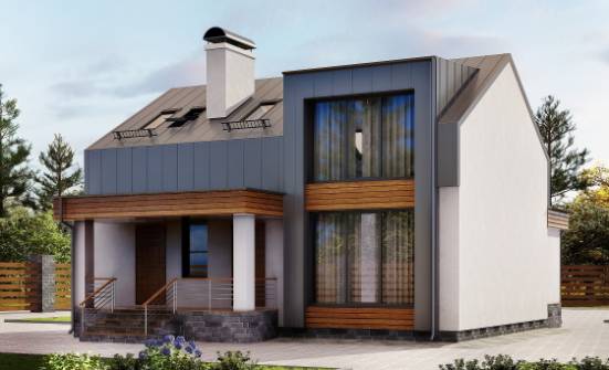 120-004-П Проект двухэтажного дома с мансардой, бюджетный дом из теплоблока Райчихинск | Проекты домов от House Expert