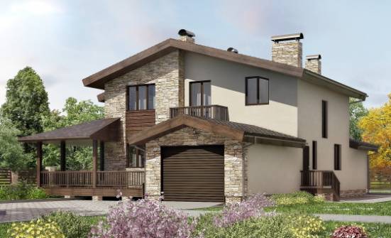 220-001-Л Проект двухэтажного дома с мансардой и гаражом, классический дом из пеноблока Зея | Проекты домов от House Expert