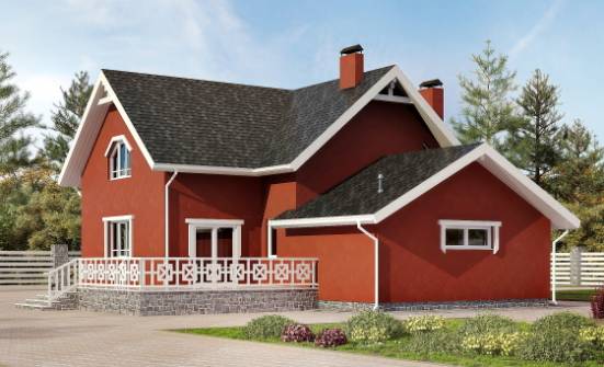 180-013-Л Проект двухэтажного дома мансардный этаж, гараж, современный домик из твинблока Райчихинск | Проекты домов от House Expert