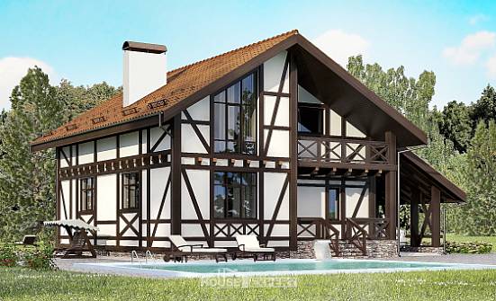 155-002-П Проект двухэтажного дома мансардой, гараж, классический дом из бризолита Благовещенск | Проекты домов от House Expert