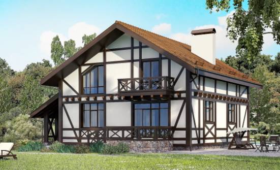 155-002-П Проект двухэтажного дома мансардой, гараж, классический дом из бризолита Благовещенск | Проекты домов от House Expert