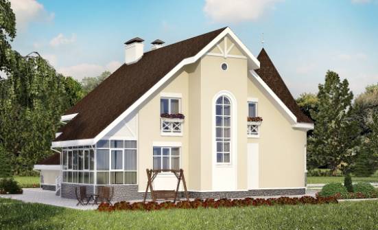 275-001-Л Проект двухэтажного дома мансардный этаж, гараж, современный домик из кирпича Шимановск | Проекты домов от House Expert