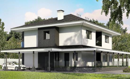 245-002-П Проект двухэтажного дома и гаражом, средний дом из твинблока Шимановск | Проекты домов от House Expert