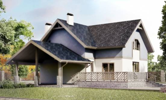 150-011-П Проект двухэтажного дома мансардный этаж и гаражом, небольшой коттедж из арболита Зея | Проекты домов от House Expert