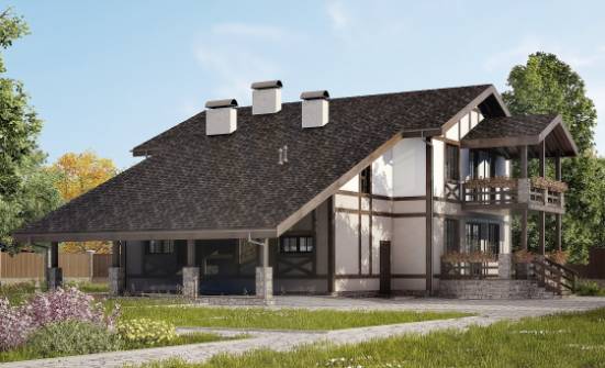 250-002-П Проект двухэтажного дома мансардой, гараж, просторный загородный дом из кирпича Тында | Проекты домов от House Expert