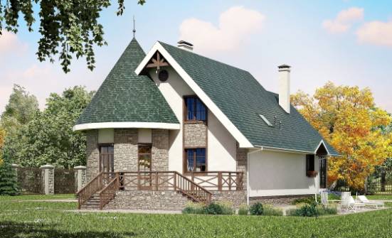 170-003-Л Проект двухэтажного дома мансардой, бюджетный загородный дом из блока Белогорск | Проекты домов от House Expert