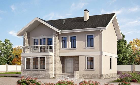 170-008-Л Проект двухэтажного дома, недорогой коттедж из арболита Благовещенск | Проекты домов от House Expert