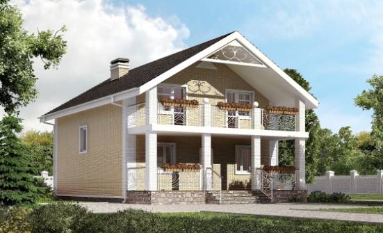 150-007-Л Проект двухэтажного дома мансардный этаж, доступный загородный дом из пеноблока Райчихинск | Проекты домов от House Expert