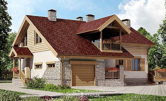 165-002-П Проект двухэтажного дома с мансардой, гараж, бюджетный дом из твинблока Зея | Проекты домов от House Expert