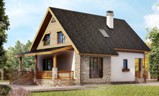 140-001-Л Проект двухэтажного дома с мансардой, небольшой дом из теплоблока Белогорск | Проекты домов от House Expert