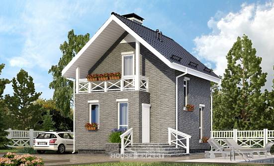 045-001-П Проект двухэтажного дома с мансардой, маленький домик из теплоблока Свободный | Проекты домов от House Expert