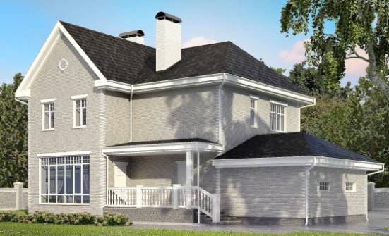 190-001-Л Проект двухэтажного дома, гараж, современный загородный дом из кирпича Благовещенск | Проекты домов от House Expert
