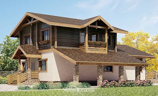 170-004-П Проект двухэтажного дома мансардой и гаражом, классический коттедж из теплоблока из дерева Шимановск | Проекты домов от House Expert