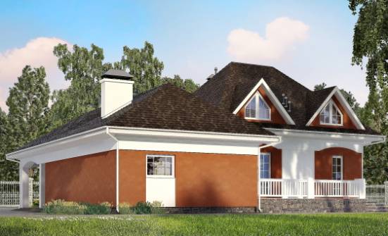 180-007-П Проект двухэтажного дома с мансардой, гараж, недорогой домик из блока Белогорск | Проекты домов от House Expert