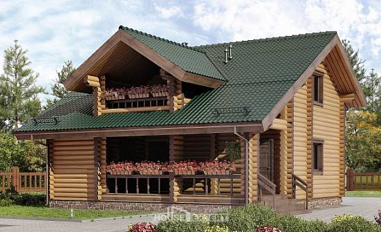 110-005-П Проект двухэтажного дома с мансардным этажом, красивый загородный дом из бревен Райчихинск | Проекты домов от House Expert