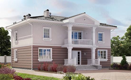 210-005-П Проект двухэтажного дома, классический коттедж из пеноблока Свободный | Проекты домов от House Expert