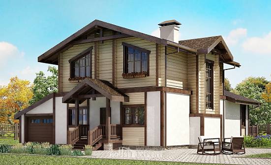 190-004-П Проект двухэтажного дома с мансардой, гараж, средний дом из газобетона из дерева Белогорск | Проекты домов от House Expert