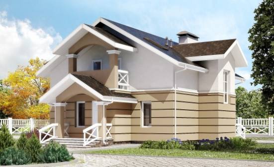 155-009-П Проект двухэтажного дома с мансардным этажом, небольшой загородный дом из теплоблока Шимановск | Проекты домов от House Expert