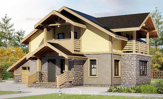 180-011-П Проект двухэтажного дома мансардой и гаражом, бюджетный загородный дом из блока Райчихинск | Проекты домов от House Expert