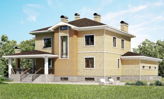 350-002-Л Проект трехэтажного дома, гараж, уютный домик из кирпича Тында | Проекты домов от House Expert