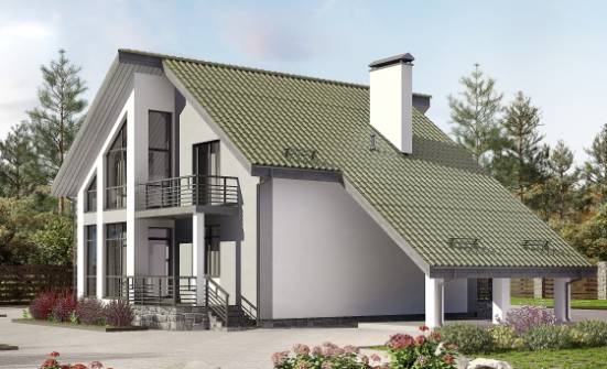 170-009-Л Проект двухэтажного дома с мансардой, гараж, экономичный дом из поризованных блоков Зея | Проекты домов от House Expert