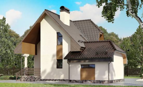 150-001-Л Проект двухэтажного дома мансардой, гараж, скромный домик из керамзитобетонных блоков Райчихинск | Проекты домов от House Expert