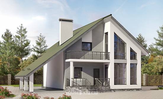 170-009-Л Проект двухэтажного дома с мансардой, гараж, экономичный дом из поризованных блоков Зея | Проекты домов от House Expert