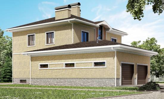 350-002-Л Проект трехэтажного дома, гараж, уютный домик из кирпича Тында | Проекты домов от House Expert