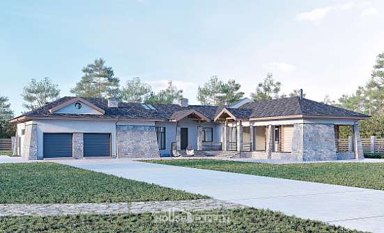 280-004-Л Проект одноэтажного дома, гараж, просторный домик из пеноблока Белогорск | Проекты домов от House Expert