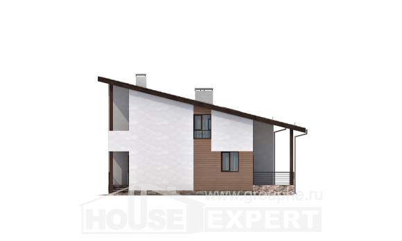 140-005-П Проект двухэтажного дома с мансардой, современный коттедж из газобетона, Зея