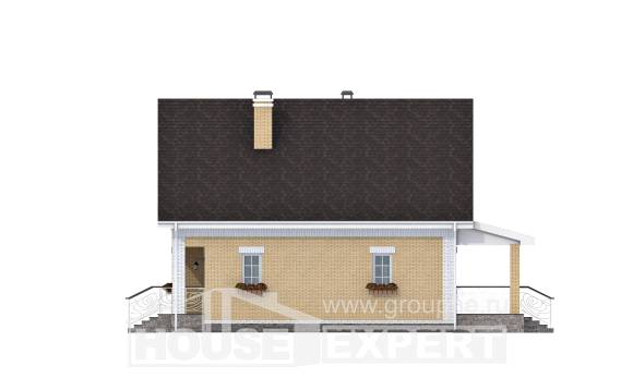130-004-П Проект двухэтажного дома с мансардой, экономичный коттедж из пеноблока Свободный, House Expert
