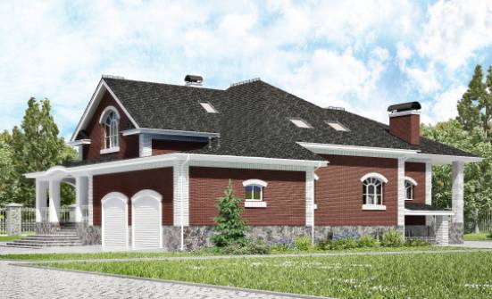 600-001-П Проект трехэтажного дома с мансардой, гараж, уютный коттедж из газобетона, Сковородино