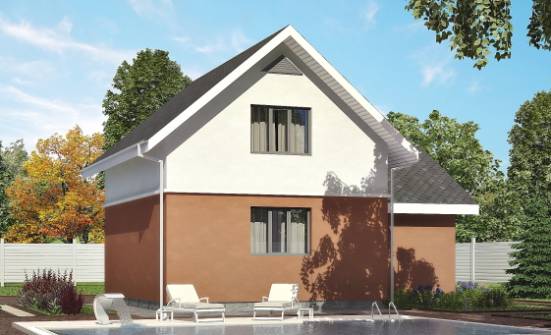 120-002-Л Проект двухэтажного дома мансардой и гаражом, классический коттедж из газобетона Зея | Проекты домов от House Expert
