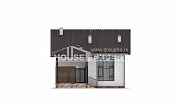 140-005-П Проект двухэтажного дома мансардой, бюджетный загородный дом из блока, Шимановск