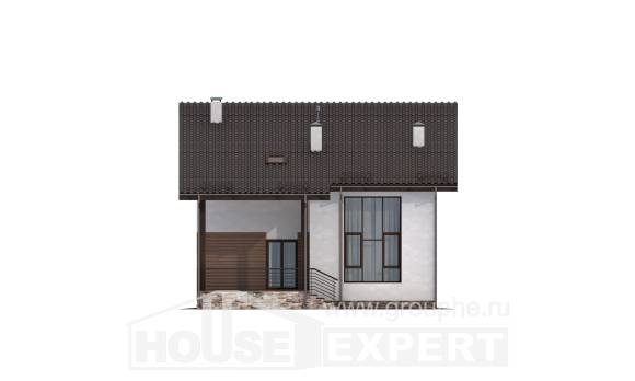 140-005-П Проект двухэтажного дома мансардой, бюджетный загородный дом из блока, Шимановск