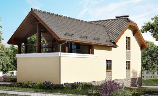 255-003-П Проект трехэтажного дома с мансардой, гараж, простой загородный дом из поризованных блоков Белогорск | Проекты домов от House Expert