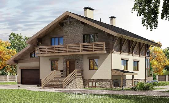 420-001-Л Проект трехэтажного дома мансардой и гаражом, огромный загородный дом из кирпича Свободный | Проекты домов от House Expert