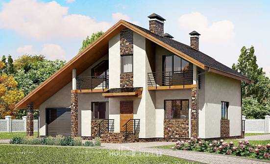 180-008-Л Проект двухэтажного дома мансардный этаж и гаражом, современный дом из арболита Благовещенск | Проекты домов от House Expert