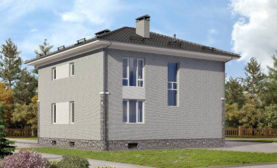 275-004-П Проект трехэтажного дома, гараж, классический домик из кирпича, Тында