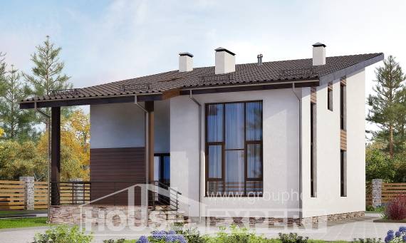 140-005-П Проект двухэтажного дома с мансардным этажом, красивый загородный дом из газобетона, Тында