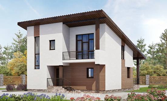 140-005-П Проект двухэтажного дома с мансардой, бюджетный загородный дом из теплоблока, Тында