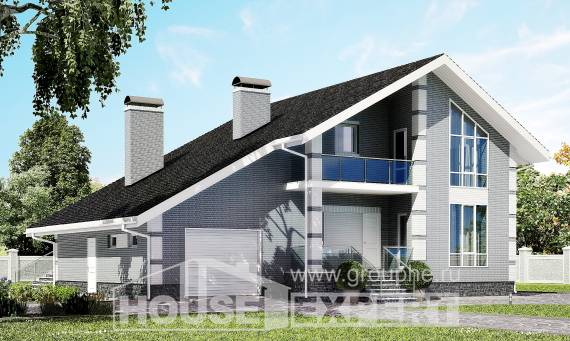 190-006-Л Проект двухэтажного дома с мансардой, гараж, красивый дом из блока, Сковородино