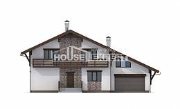 280-001-П Проект двухэтажного дома с мансардой и гаражом, красивый коттедж из кирпича, Белогорск
