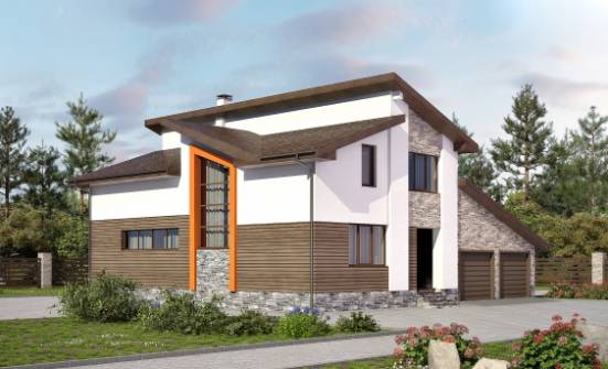 240-004-П Проект двухэтажного дома мансардой и гаражом, простой дом из газобетона Благовещенск | Проекты домов от House Expert