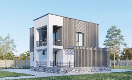 150-017-П Проект двухэтажного дома, доступный дом из блока, Тында