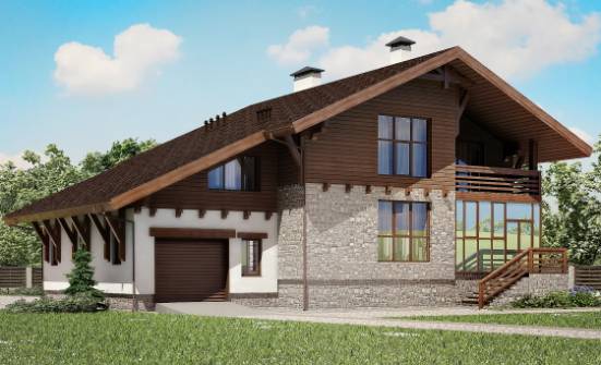 420-001-П Проект трехэтажного дома мансардой и гаражом, большой домик из кирпича, Тында