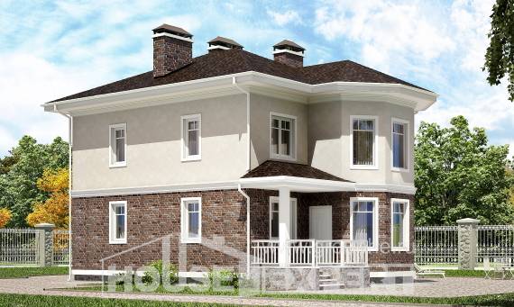 120-001-Л Проект двухэтажного дома, классический домик из теплоблока, Белогорск