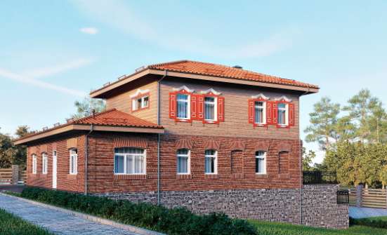 380-002-Л Проект трехэтажного дома и гаражом, современный загородный дом из кирпича, Сковородино